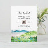 Wild Meadow | Frühjahrsberge Speichern Sie die Dat Save The Date (Stehend Vorderseite)