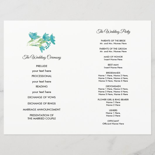 Wild Meadow | Frühjahrsprogramme für Hochzeiten (Rückseite)