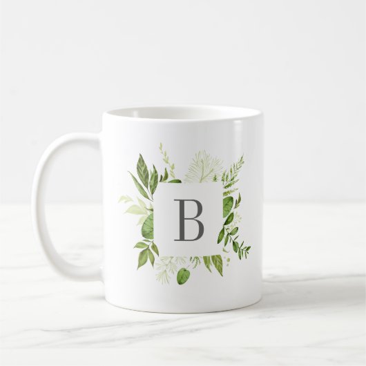 Wild Meadow Green Botanical Monogram Kaffeetasse (Links)