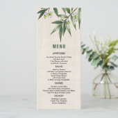 Wild Meadow | Green Botanical Wedding Menu Cards Menükarte (Stehend Vorderseite)