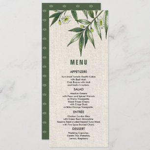Wild Meadow Green Botanical Wedding Menu Cards Menükarte