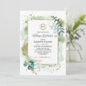 Wild Meadow | Grüne botanische Hochzeit Einladung (Stehend Vorderseite)