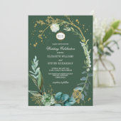 Wild Meadow | Grüne botanische Hochzeit Einladung (Stehend Vorderseite)