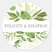 Wild Meadow | Grüne Botanische Hochzeit Runder Aufkleber (Vorderseite)