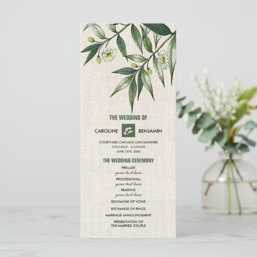 Wild Meadow | Grüne botanische Hochzeitsprogramme Programm (Stehend Vorderseite)