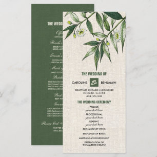 Wild Meadow Grüne botanische Hochzeitsprogramme Programm