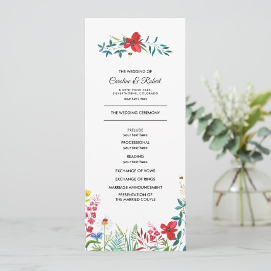 Wild Meadow | Hochzeitsprogramm für Sommerferien W Programm (Stehend Vorderseite)