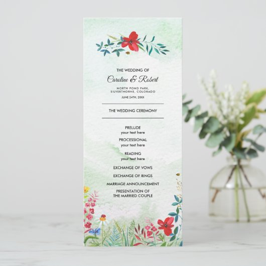 Wild Meadow | Hochzeitsprogramm für Sommerferien W Programm (Stehend Vorderseite)