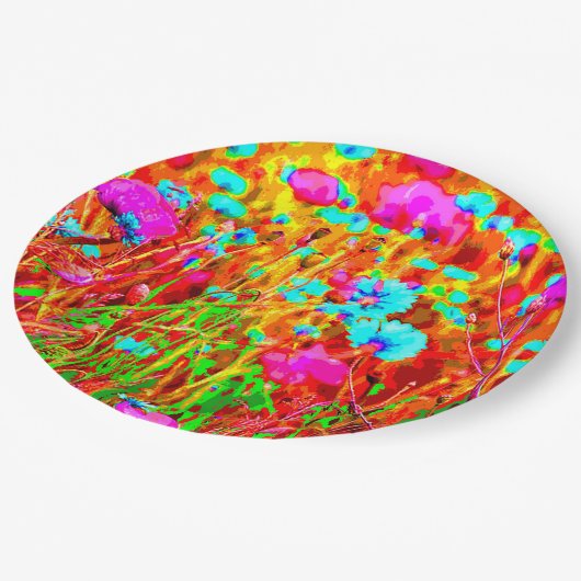 Wild Meadow in Bloom Pop Art Pappteller (Schrägansicht)