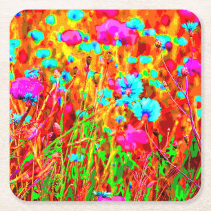 Wild Meadow in Bloom Pop Art Rechteckiger Pappuntersetzer