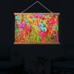 Wild Meadow in Bloom Pop Art Wandteppich Mit Holzrahmen<br><div class="desc">Wilde Wiese in Bloom im Pop Art Style.</div>