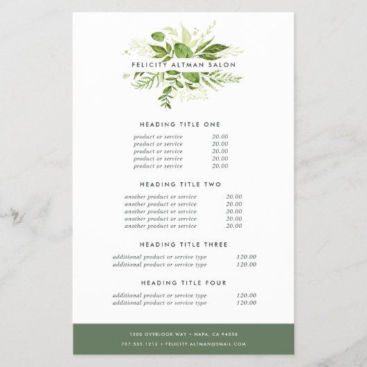 Wild Meadow Pricing & Services Flyer (Vorne)