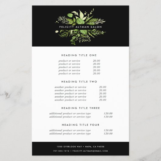 Wild Meadow Pricing & Services Flyer (Vorne)