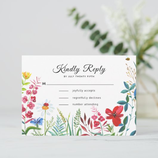 Wild Meadow | RSVP-Karten für Sommerwaldhochzeiten RSVP Karte (Stehend Vorderseite)