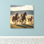 Wild Meadow Run – Majestic Horse Herd with Foals Leinwanddruck (Insitu (Holzboden))