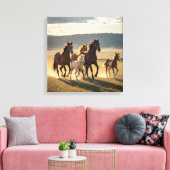 Wild Meadow Run – Majestic Horse Herd with Foals Leinwanddruck (Insitu (Wohnzimmer))