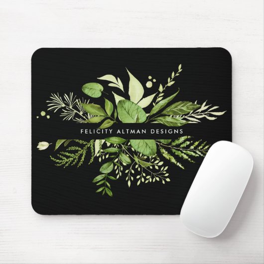 Wild Meadow | Schwarz/Grün Botanisch Personalisier Mousepad (Mit Mouse)