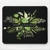 Wild Meadow | Schwarz/Grün Botanisch Personalisier Mousepad (Vorne)