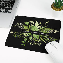 Wild Meadow | Schwarz/Grün Botanisch Personalisier Mousepad