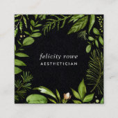 Wild Meadow | Schwarzer botanischer Rahmen Quadratische Visitenkarte (Vorderseite)