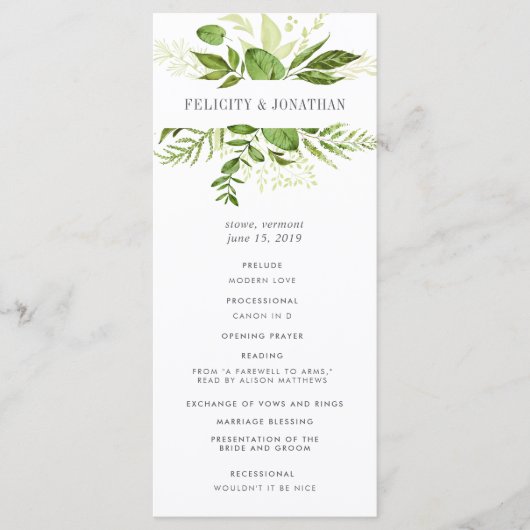 Wild Meadow Wedding Zeremony Program Programm (Vorderseite)