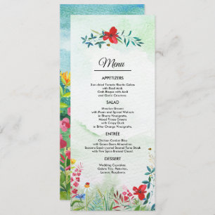 Wild Meadow Wildblumen Summer Wedding Menu Card Menükarte