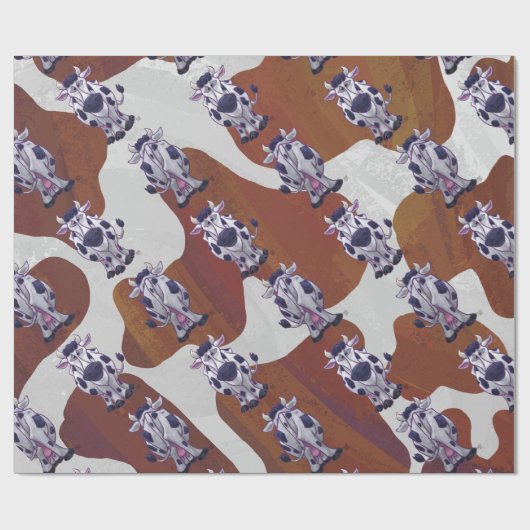 Wild mir Kuh Brown und White Print Geschenkpapier (Flach)