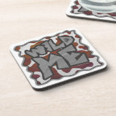 Wild mir Kuh Brown und White Print Getränkeuntersetzer (Linke Seite)