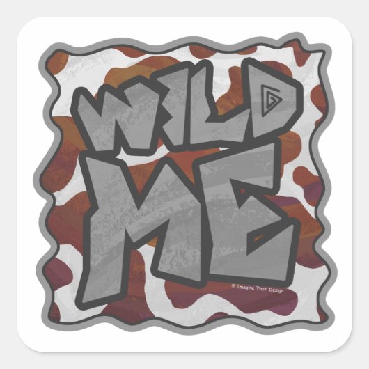 Wild mir Kuh Brown und White Print Quadratischer Aufkleber (Vorderseite)