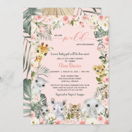 Wild mit spannender Jungle Animals Baby Dusche Einladung