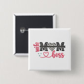 Wild Mom Boss Herz Button (Vorne & Hinten)