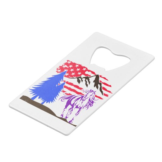 Wild Mountain Horse Galloping Geldbeutel Flaschenöffner (Vorderseite Schrägansicht)