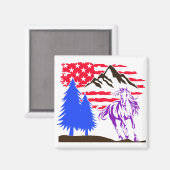 Wild Mountain Horse Galloping Magnet (Vorderseite/Rückseite)