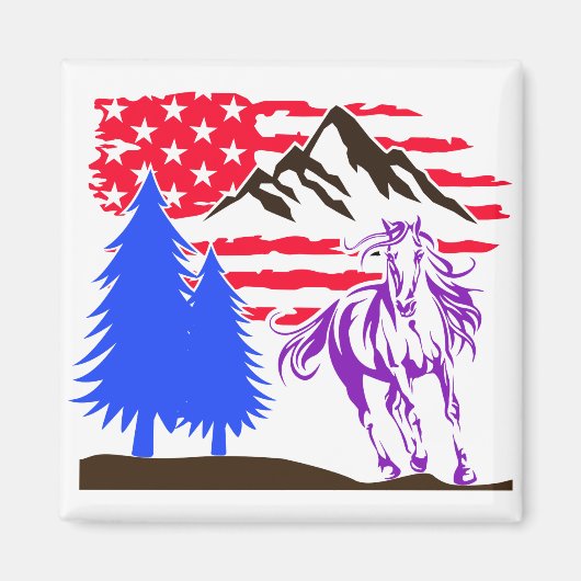 Wild Mountain Horse Galloping Magnet (Vorne)