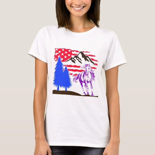 Wild Mountain Horse Galloping T-Shirt (Vorderseite)