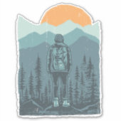 Wild Mountain Sunset Rucksack Hiker Frau Aufkleber (Vorderseite)