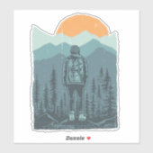 Wild Mountain Sunset Rucksack Hiker Frau Aufkleber (Blatt)