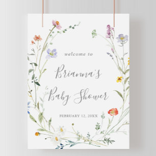 Wild Multicolor Bloral Baby Dusche Willkommen Poster