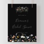 Wild Multicolor Bloral Black Bridal Dusche Willkom Poster<br><div class="desc">Dieses wilde,  mehrfarbige,  schwarze Brautdusche-Begrüßungspposter ist perfekt für eine moderne Hochzeitsdusche. Das Design ist in Aquarellfarbe,  Rosa,  Rosa,  lila,  Marineblau und Weiß elegant Blume mit smaragdgrünen Blätter in einem dunklen Hintergrund.</div>