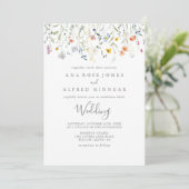 Wild-Multicolor-Blumenehen Einladung (Stehend Vorderseite)