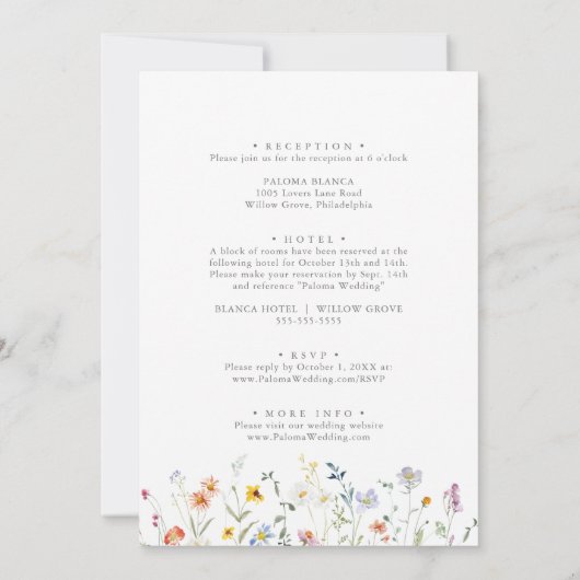 Wild-Multicolor-Blumenehen Einladung (Rückseite)