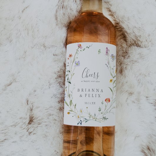 Wild-Multicolor-Blumenkochs Hochzeiten von Weineti Weinetikett