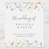 Wild-Multicolor-Blumenweinetiketten Weinetikett (Einzelnes Label)