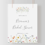 Wild Multicolor Brautparty Willkommen Poster<br><div class="desc">Dieses bunte,  blumengeschmückte Brautparty ist ein Begrüßungspakat für einen modernen Polterabend. Das Design ist in Aquarellfarbe,  Rosa,  Rosa,  lila,  Marinefarben und Weiß elegante Blume mit smaragdgrünen Blätter.</div>