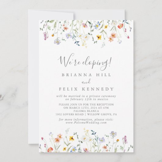 Wild-Multicolor-Empfang Einladung (Vorderseite)