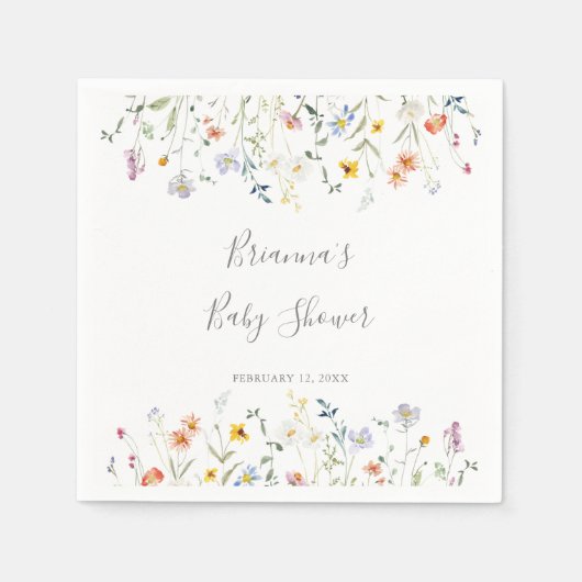 Wild Multicolor Floral Baby Shower Serviette (Vorderseite)