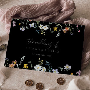 Wild Multicolor Floral Black Wedding Gästebuch