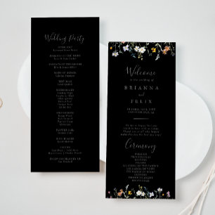 Wild Multicolor Floral Black Wedding Program Programm