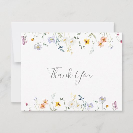 Wild Multicolor Floral Flat Wedding Dankeskarte (Vorderseite)