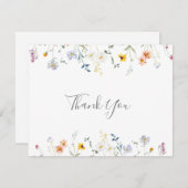 Wild Multicolor Floral Flat Wedding Dankeskarte (Vorne/Hinten)